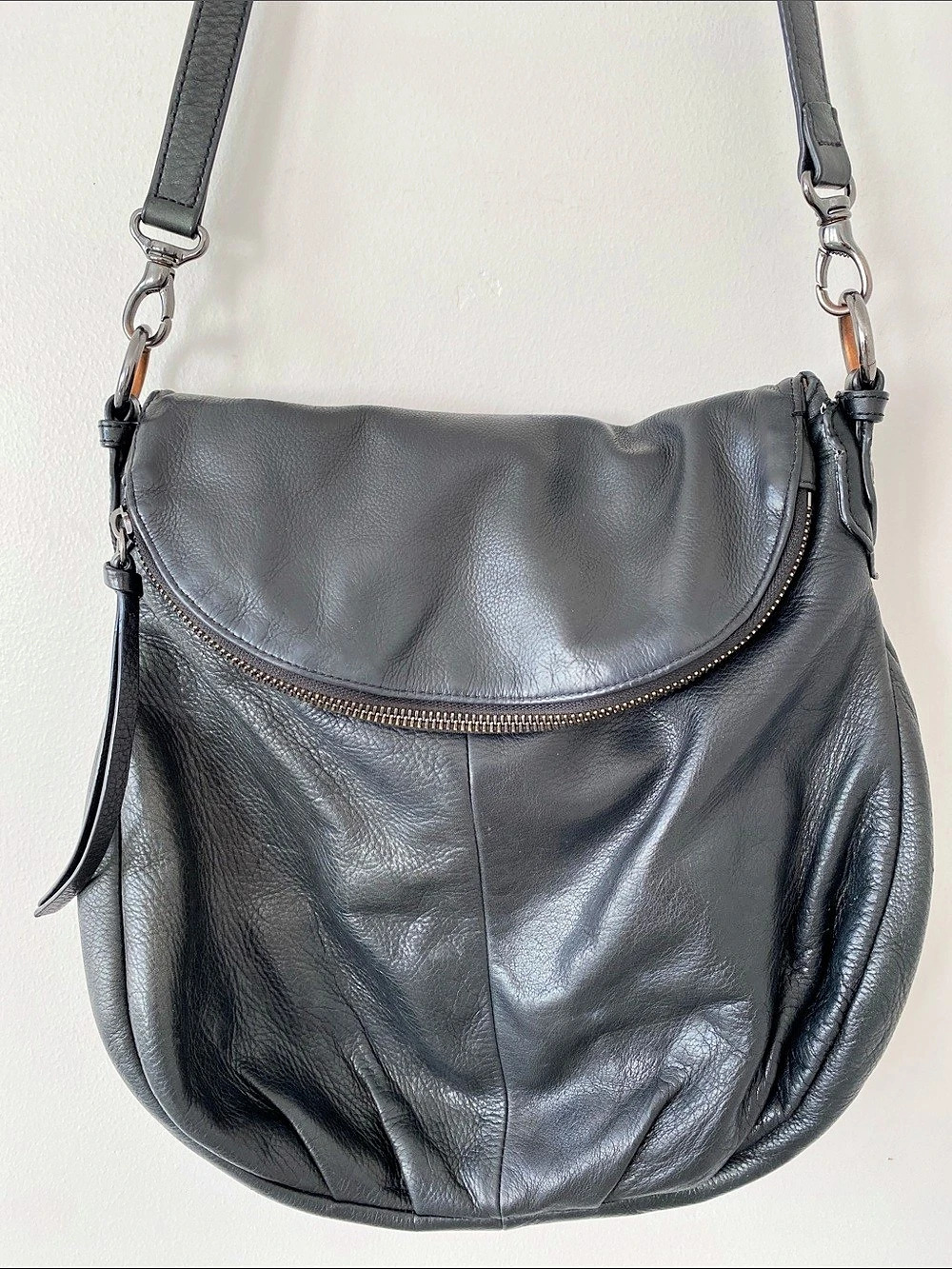 Margot Black Soft Leather Shoulder Bag Contemporary Minimal Chic Urban